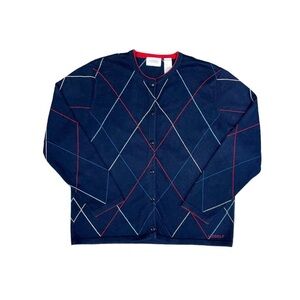 Liz Claiborne‎ Liz Golf Argyle Cotton Cardigan Women’s Large